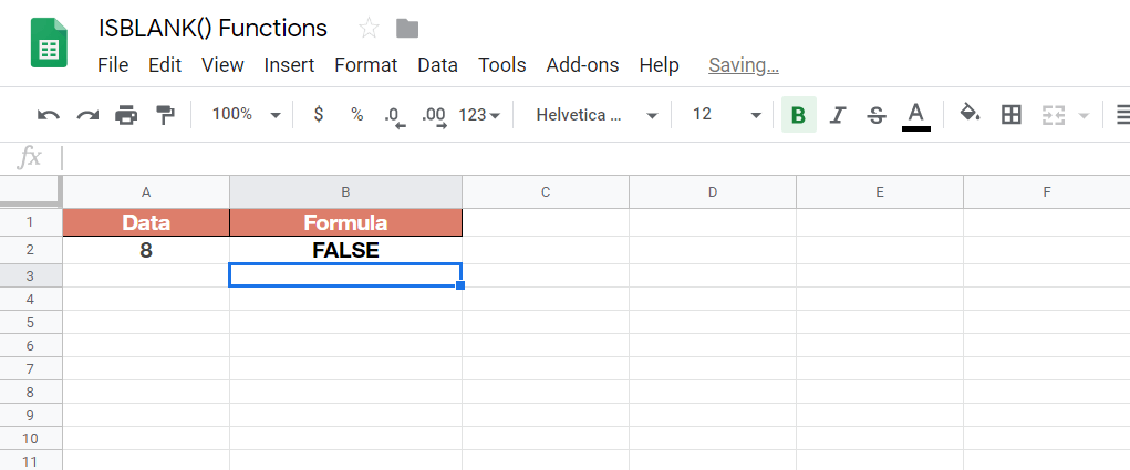 isblank functions in google sheets