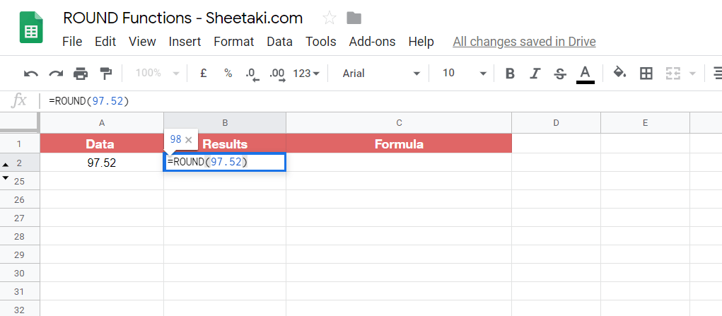 ROUND numbers in Google Sheets