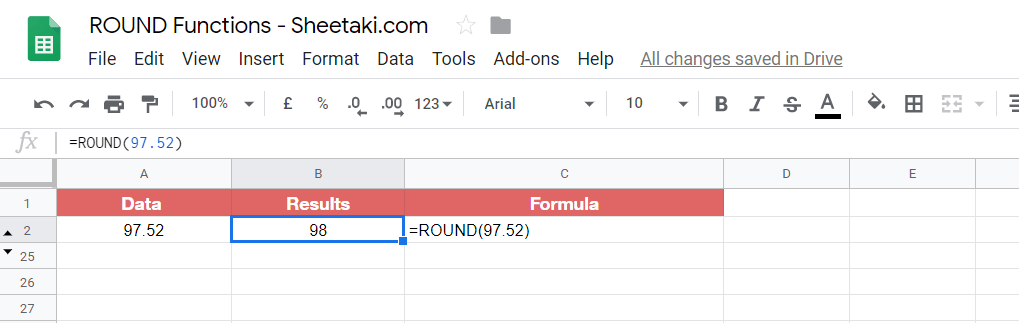 ROUND numbers in Google Sheets