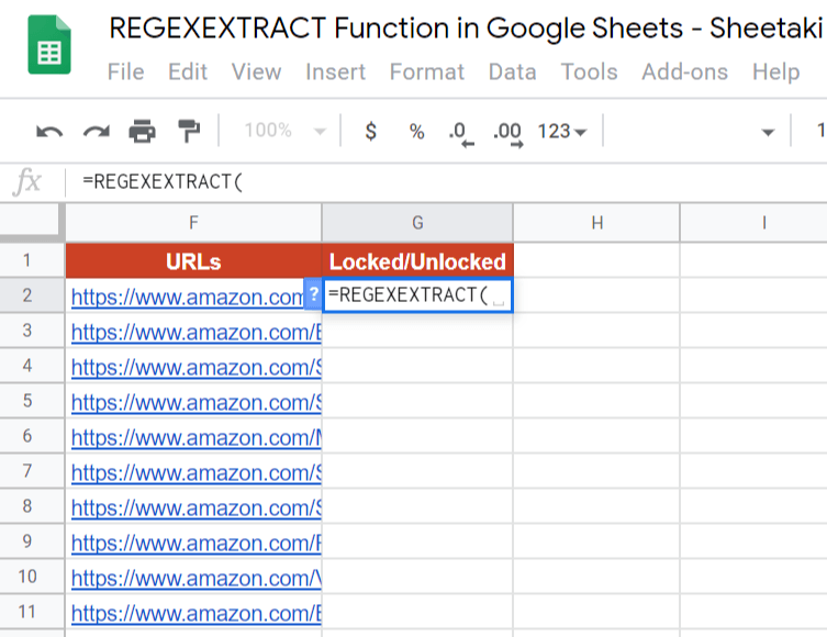 REGEXEXTRACT Function in Google Sheets