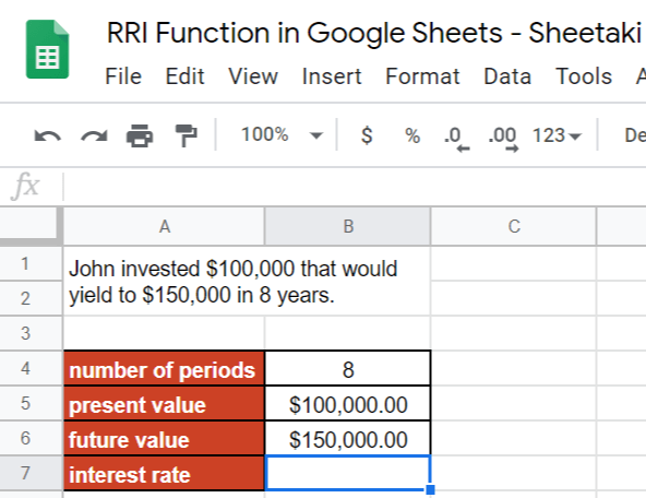 RRI Function in Google Sheets