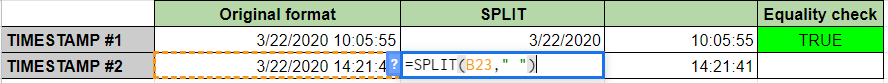 Extract Date from Timestamp Using SPLIT in Google Sheets