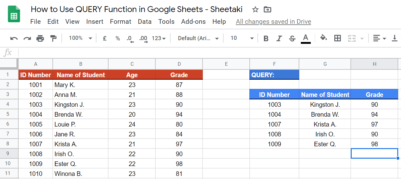 How To Use QUERY Function In Google Sheets Step By Step 