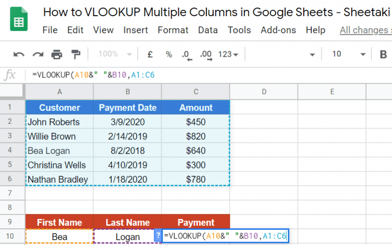 3 Ways to VLOOKUP Multiple Columns in Google Sheets [2020]