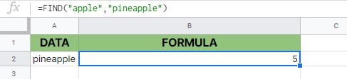 FIND function in Google Sheets