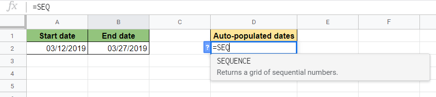Auto-Populate Dates Between Two Given Dates in Google Sheets