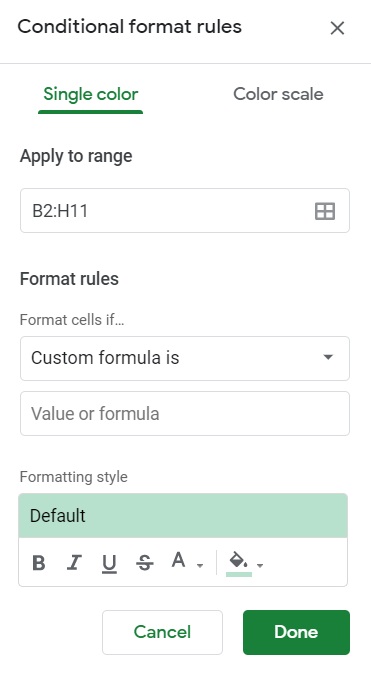 Highlight the Max Value in a Row in Google Sheets