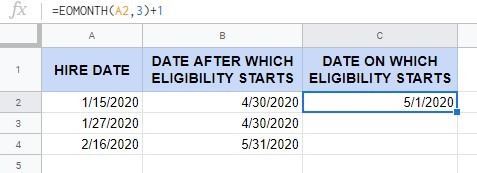 How to use the EOMONTH function in Google Sheets