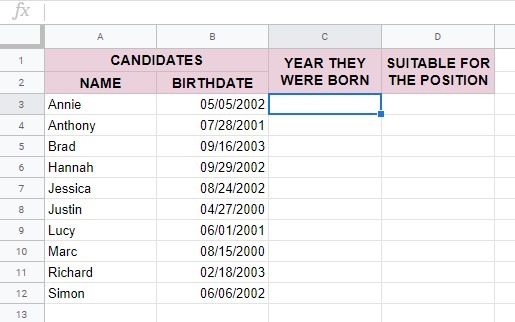 How to use the YEAR function in Google Sheets