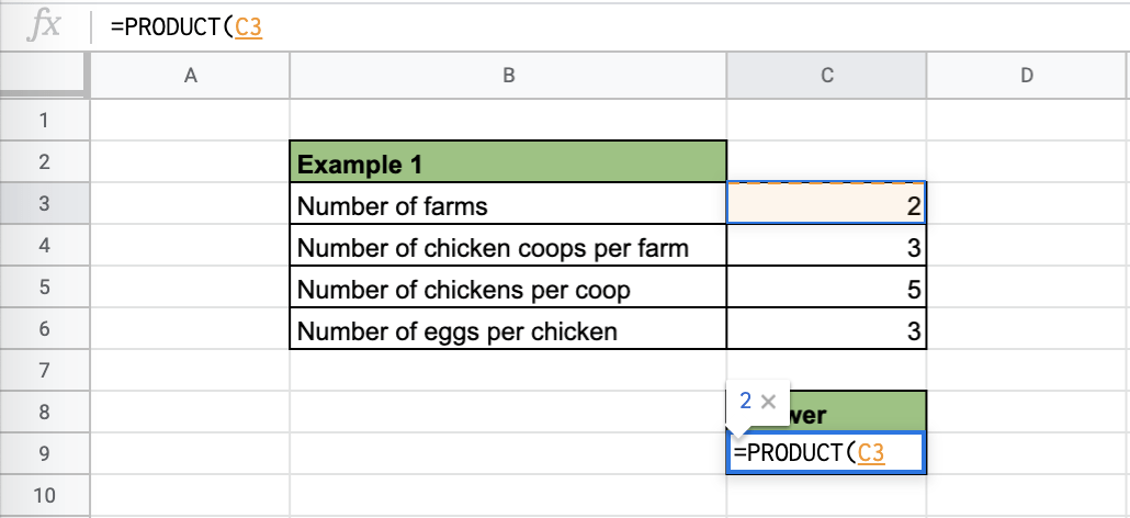 How to Use PRODUCT Function in Google Sheets