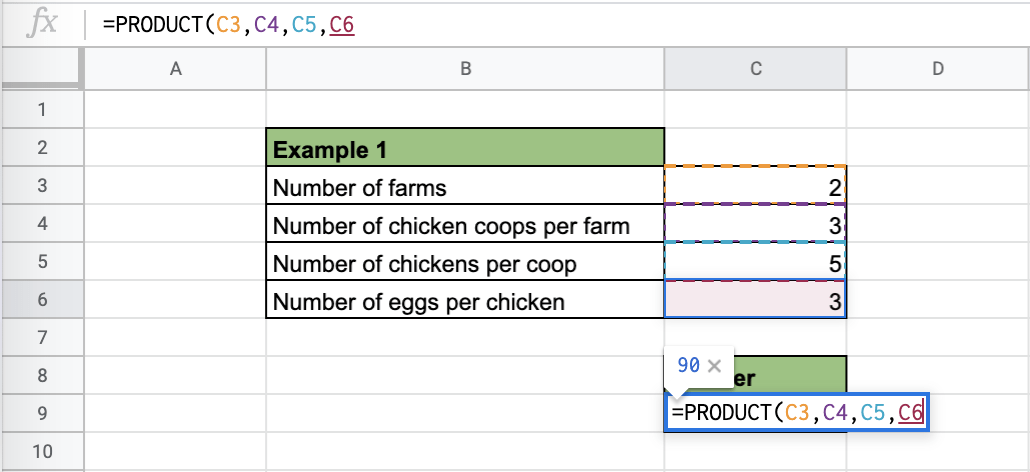 How to Use PRODUCT Function in Google Sheets