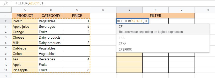 How to Use IF within the FILTER Function in Google Sheets