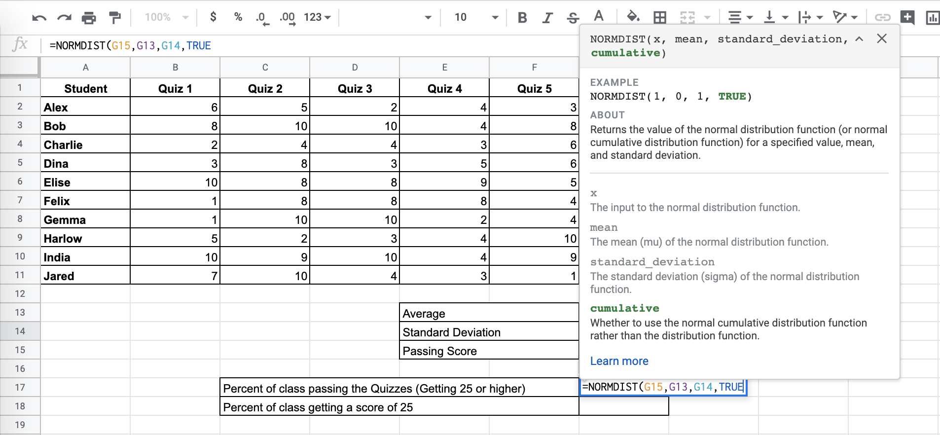 How to Use the NORMDIST Function in Google Sheets
