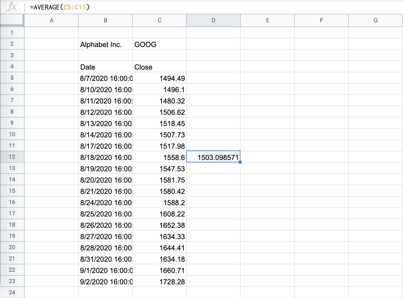 How to Calculate the Simple Moving Average in Google Sheets