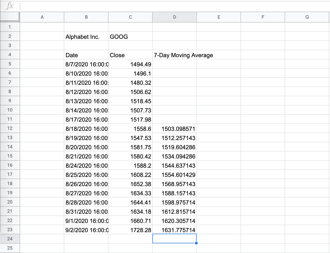 How to Calculate the Simple Moving Average in Google Sheets