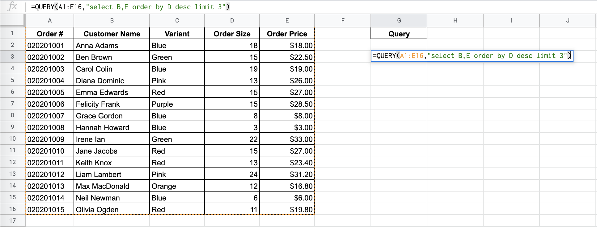 How to Limit Number of Rows in Google Sheets Query