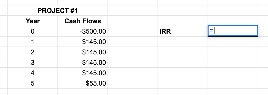 How to Use the IRR Function in Google Sheets