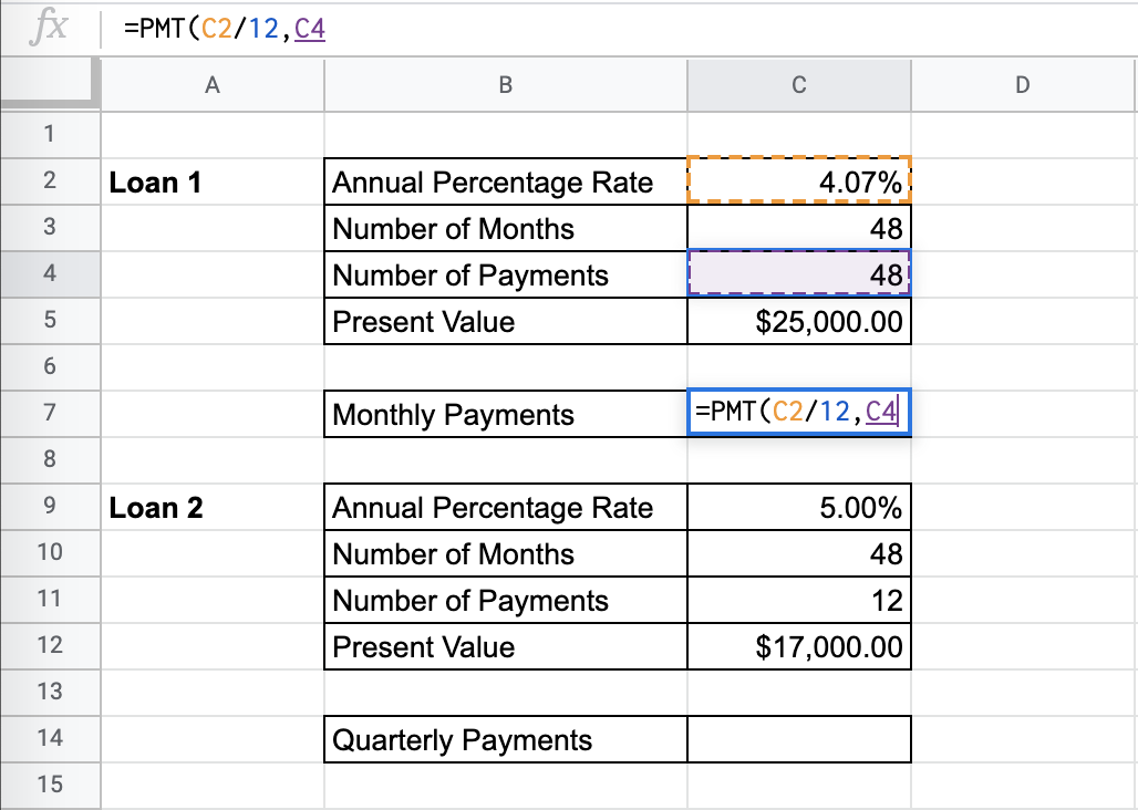 How to Use the PMT Function in Google Sheets