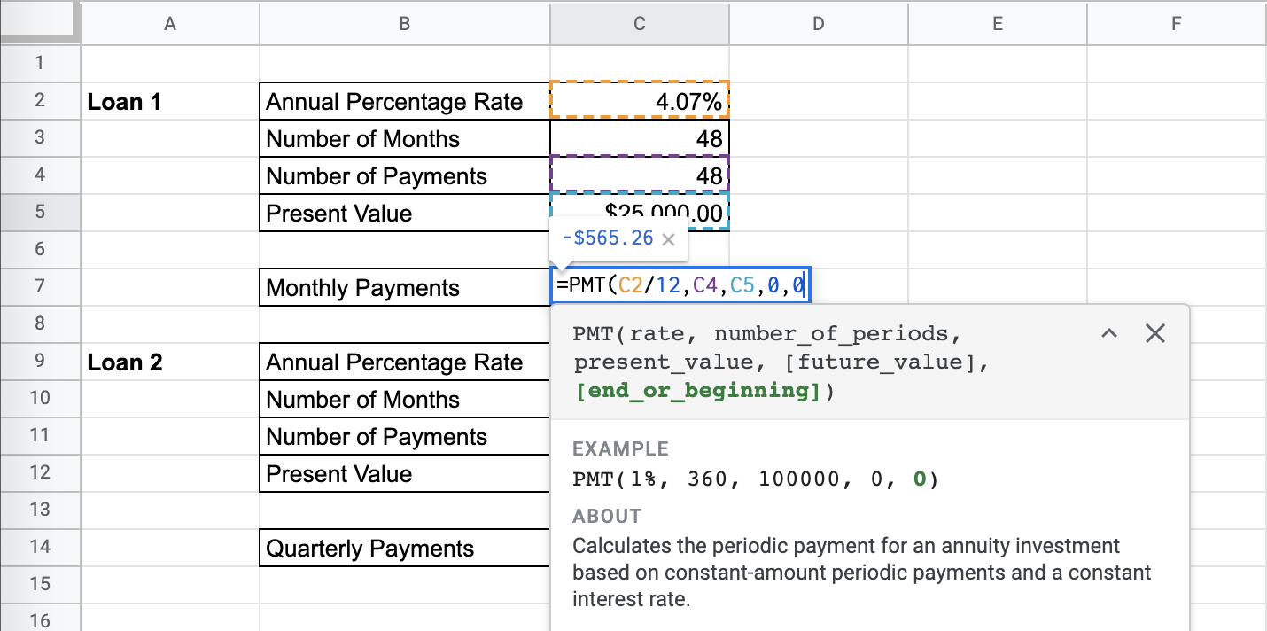 How to Use the PMT Function in Google Sheets
