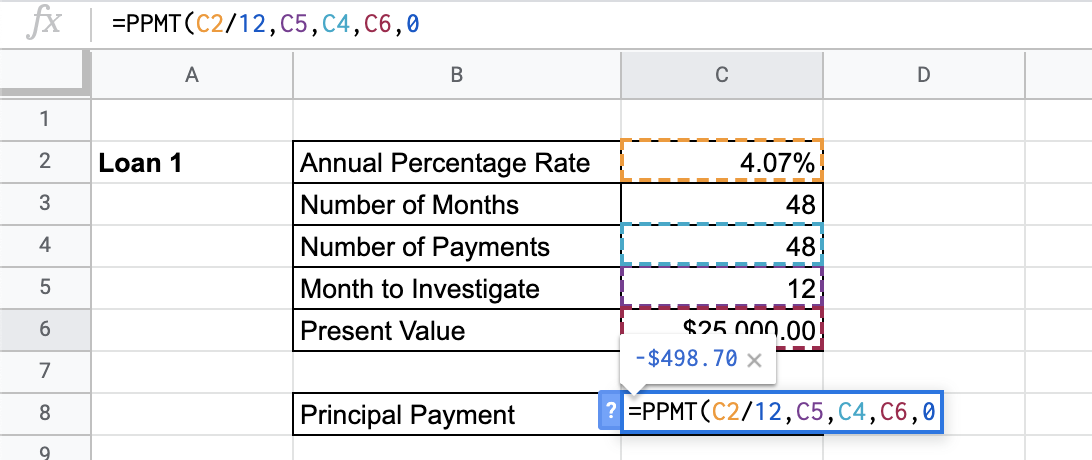 How to Use PPMT Function in Google Sheets