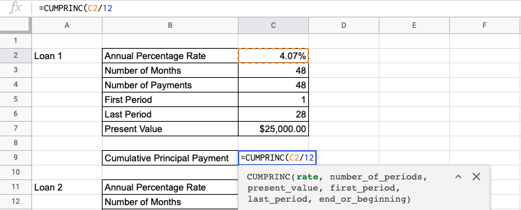 How to Use the CUMPRINC Function in Google Sheets