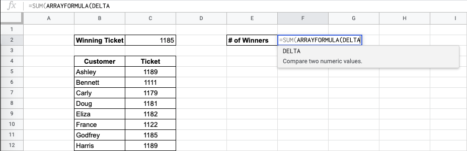 How to Use the DELTA Function in Google Sheets