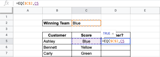How to Use the EQ Function in Google Sheets