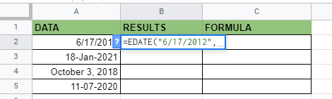 How to use EDATE function in Google Sheets
