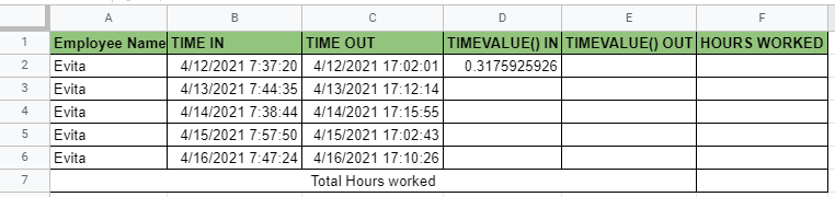 How to use TIMEVALUE function in Google Sheets