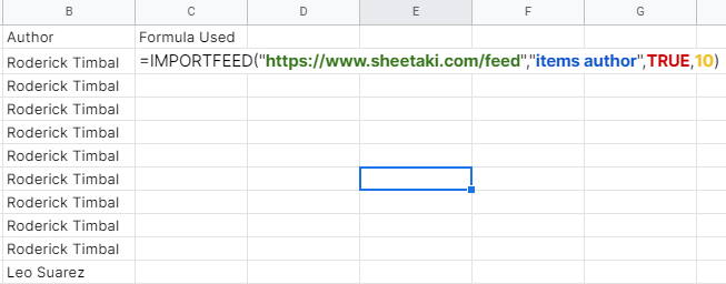 How to use IMPORTFEED function in Google Sheets