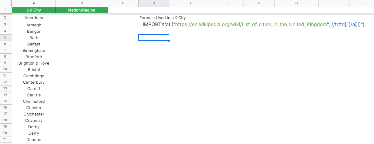 How to use IMPORTXML function in Google Sheets