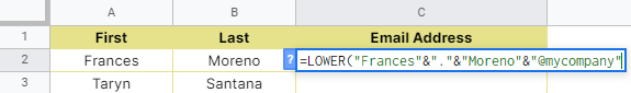 How to use LOWER function in Google Sheets