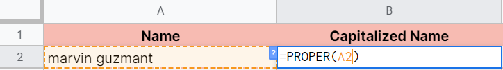 How to use PROPER function in Google Sheets