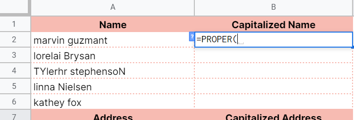 How to use PROPER function in Google Sheets