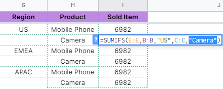 How to use SUMIFS function in Google Sheets