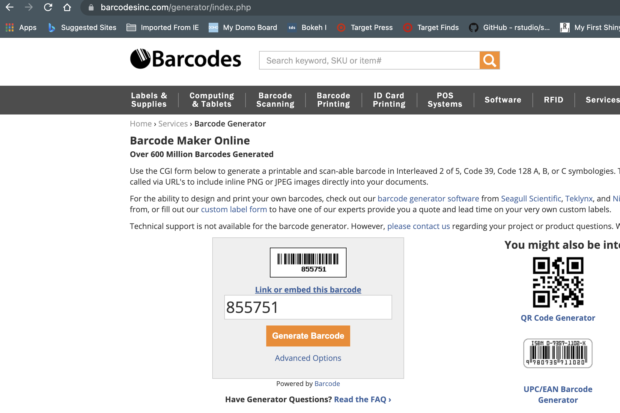 BARCODE online generator