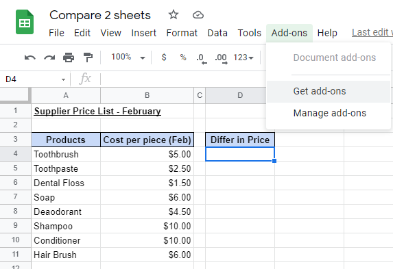How to Compare Two Sheets in Google Sheets