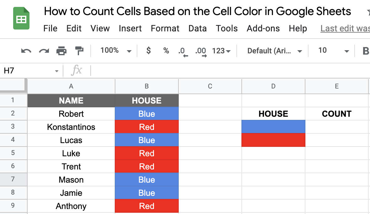 Count Cells by Color