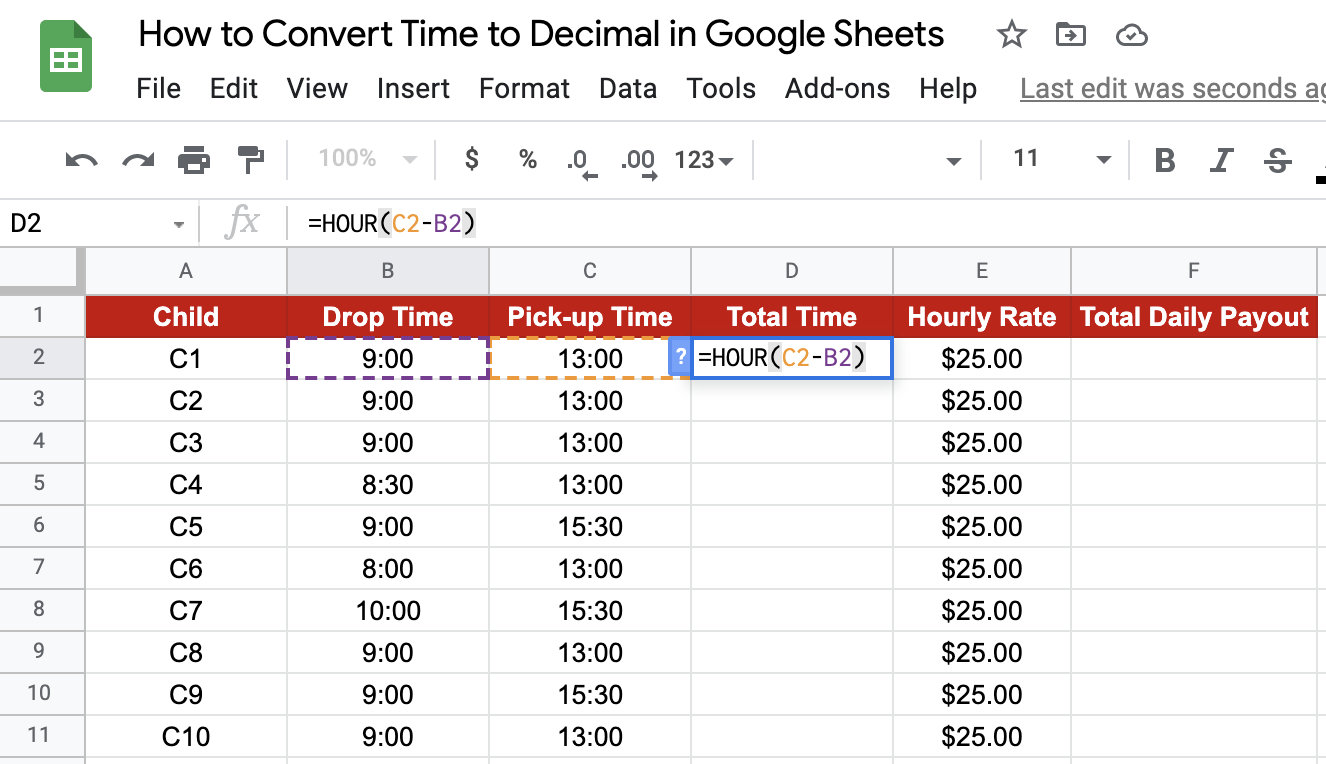 Convert Time to Decimal