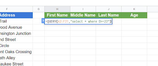 Using the QUERY function