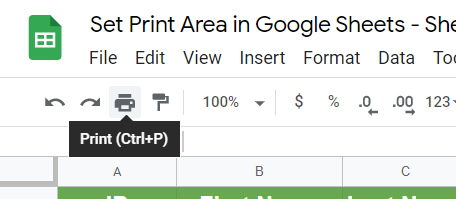 Clicking the Print button