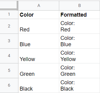 append text to each cell in google sheets