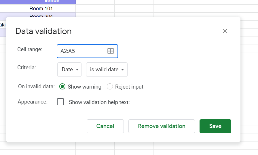 Choose the right criteria and range for your data validation