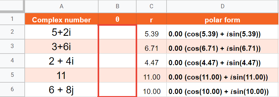 Let's use the IMARGUMENT function in Google Sheets to fill out Column B