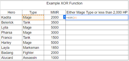 How to Use XOR Function in Google Sheets