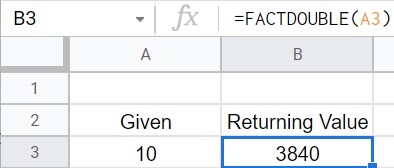How To Use FACTDOUBLE function in Google Sheets
