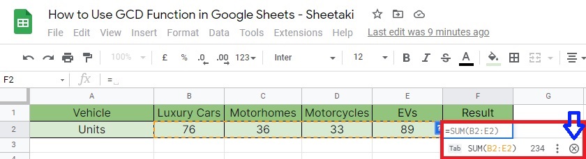 Cancel Suggested Function - Google Sheet - Sheetaki