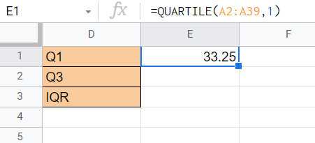 calculating the first quartile