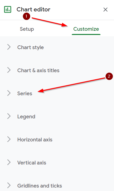 Head to the Customize tab and expand the Series section