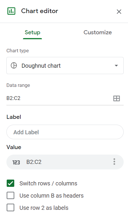 Radial Bar Chart in Google Sheets uses a donut chart for each bar